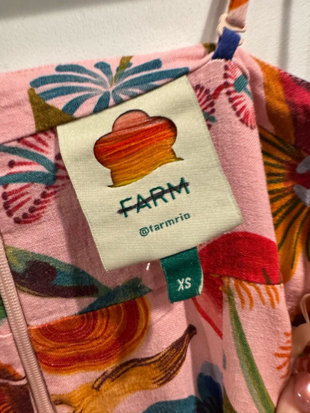 Farm Rio Bright Farm Strapless Linen Dress veggie print - Picture 6 of 10